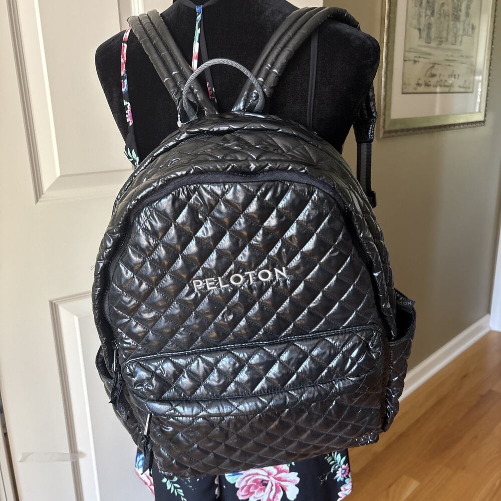 Peloton x Oliver Thomas Large Laptop Black Metallic Backpack BluePrint Lined New